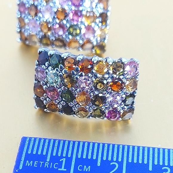 Natural Tourmaline 3mm‎ 14K White Gold on 925 Sterling Silver Earrings - Picture 3 of 6